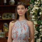 Electra’s blue printed top on The Bold and the Beautiful