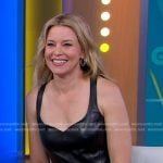 Elizabeth Banks’s black leather mini dress on Good Morning America