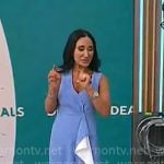 Elizabeth Werner’s blue and white midi dress on CBS Mornings