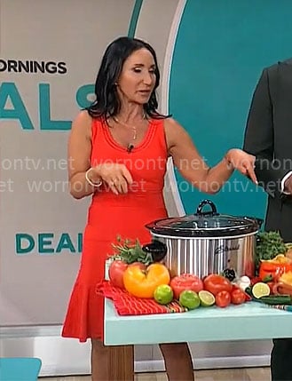 Elizabeth Werner's red mini dress on CBS Mornings