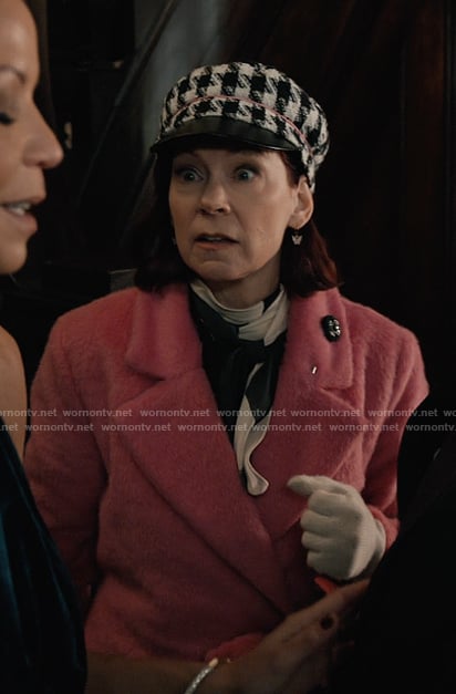 Elsbeth's pink fur coat and cap on Elsbeth