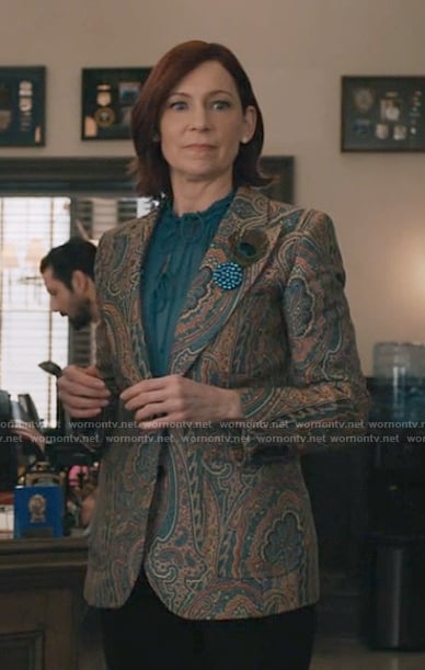 Elsbeth's paisley print blazer on Elsbeth