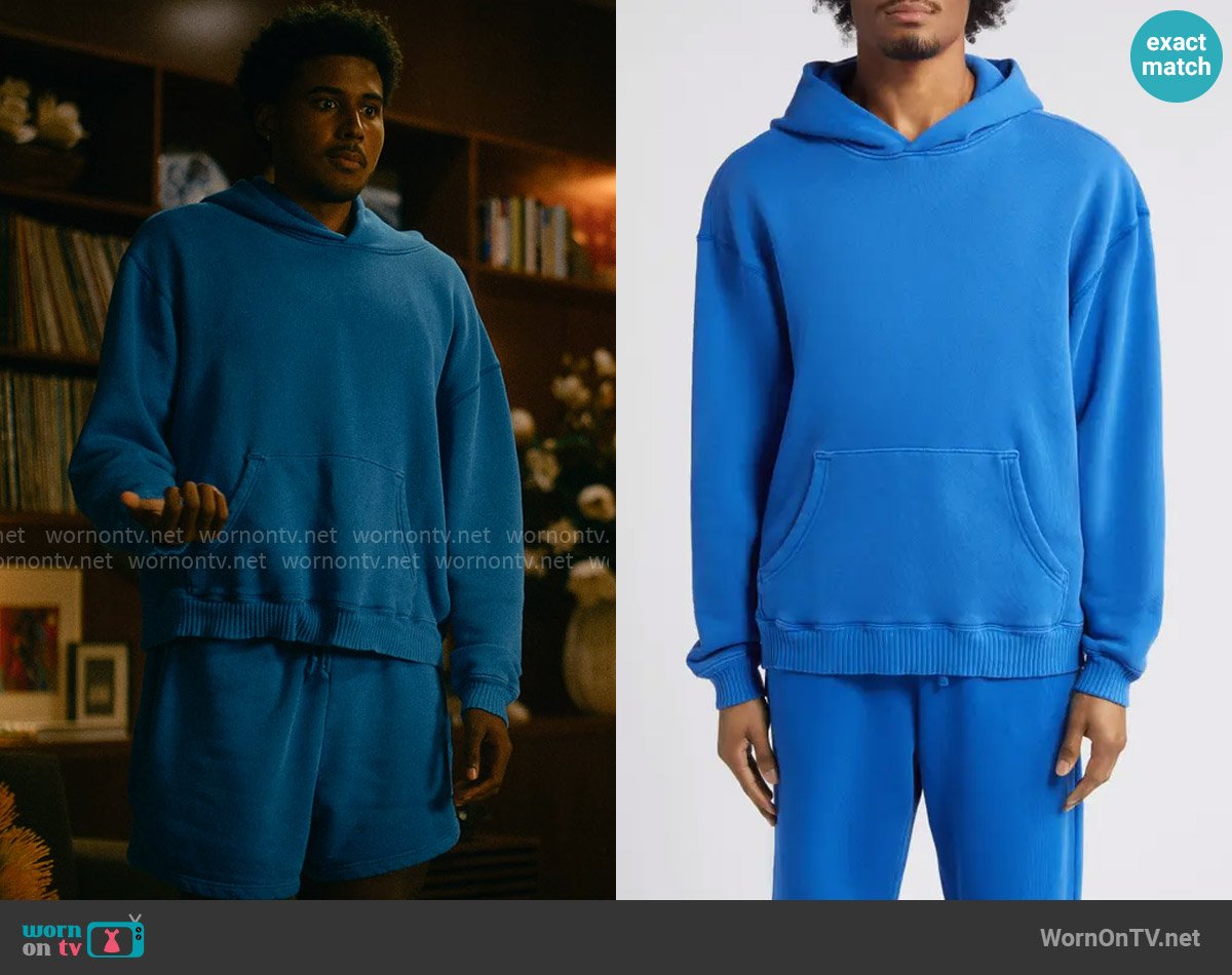 Elwood Core Oversize Organic Cotton Brushed Terry Hoodie worn by Justin Edwards (Michael Cooper Jr.) on Forever
