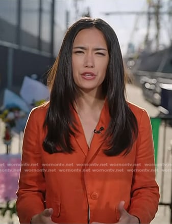 Emilie's orange cropped blazer and pants on Today