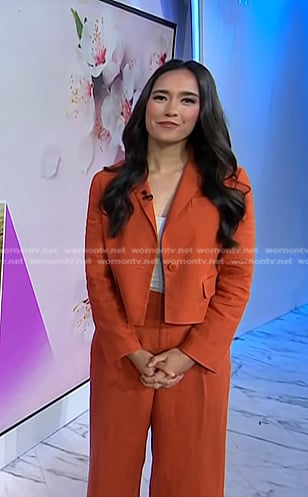 Emilie’s orange cropped blazer and pants on Today