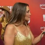 Emily’s gold fringe mini dress on Access Hollywood