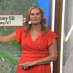 Emily West’s orange flutter sleeve wrap dress on Today