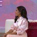 Emma Grede's pink satin shirt and skirt on Today