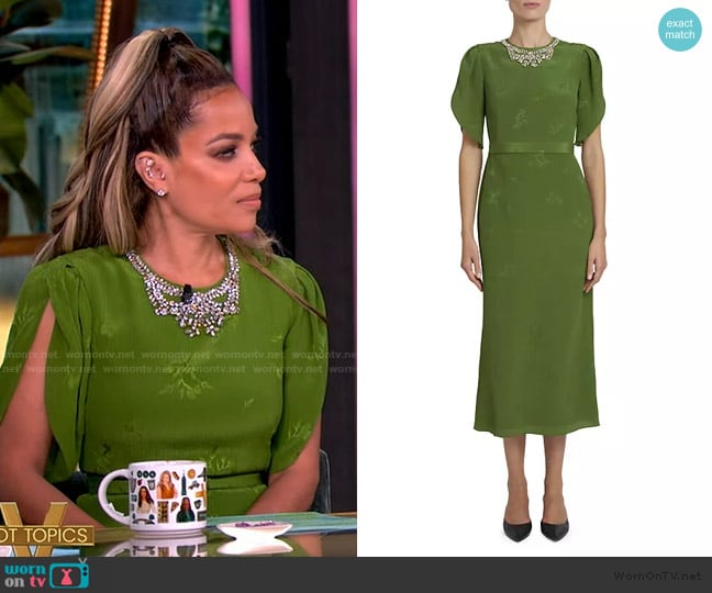 Erdem Jacquard Embellished Neck Cocktail Dress worn by Sunny Hostin on The View