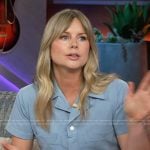 Erin's blue short sleeve jumpsuit on The Kelly Clarkson Show