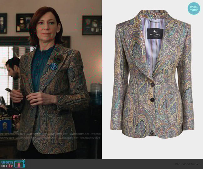 Elsbeth’s paisley print blazer on Elsbeth