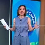 Eva’s blue vest and shorts on Good Morning America