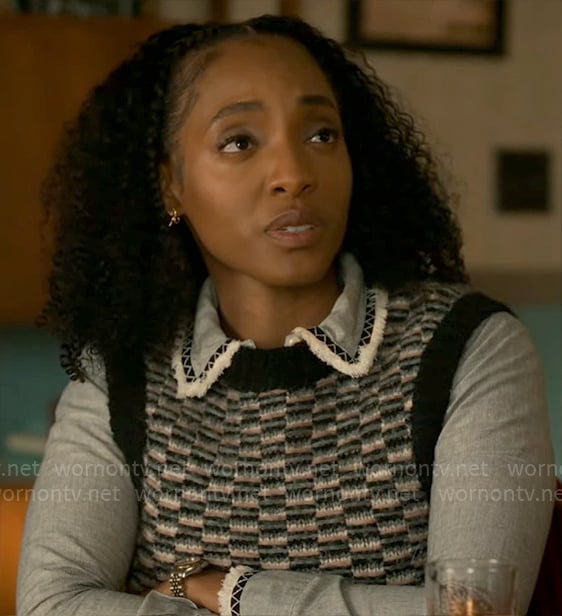 Faith's embroidered shirt and sweater vest on Will Trent
