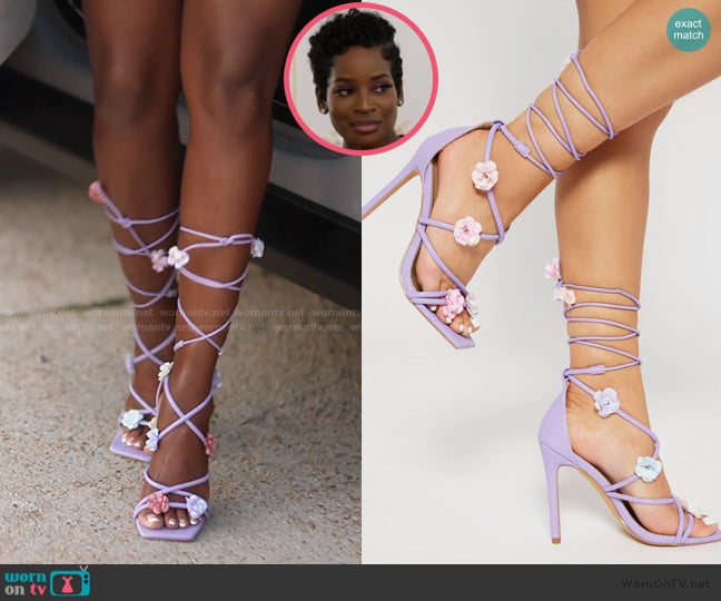 Fashion Nova Peony Wrap Up Heels worn by Shamea Morton Mwangi on The Real Housewives of Atlanta