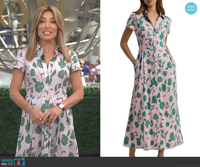 Favorite Daughter Sunday Best Floral Linen-Blend Maxi Shirtdress worn by Kit Hoover on Access Hollywood