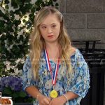 Felicity’s blue floral blouse on Days of our Lives