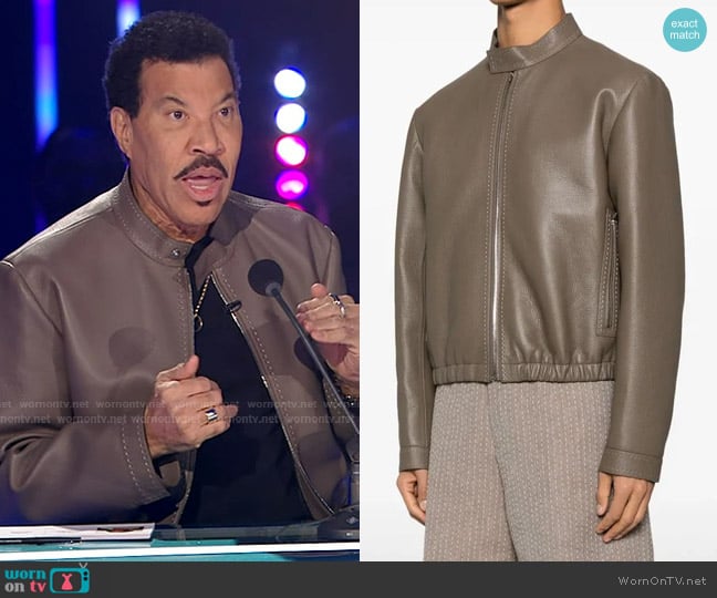 Fendi Pebbled-leather Jacket in Brown worn by Lionel Richie on American Idol