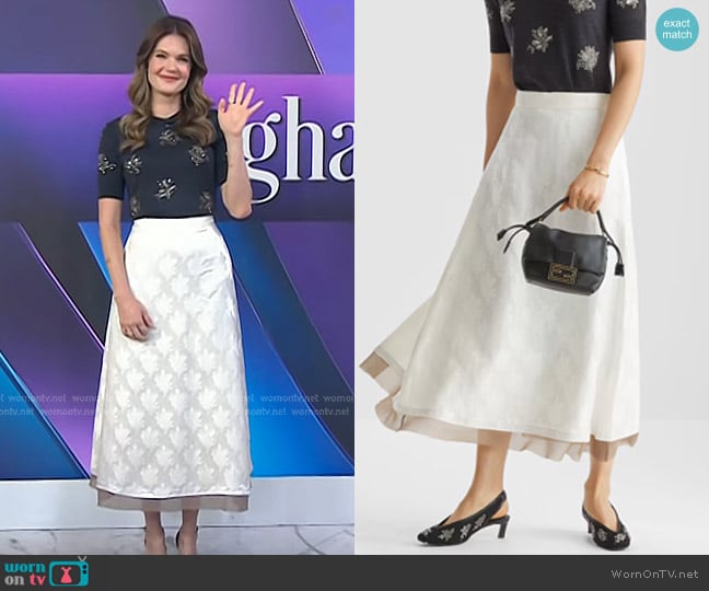 Fendi FF silk skirt in White worn by Meghann Fahy on Today