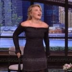 Florence Pugh’s black metallic off shoulder dress on Live with Kelly and Mark