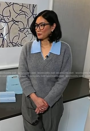 Florence Shin’sa grey collared sweater on Today