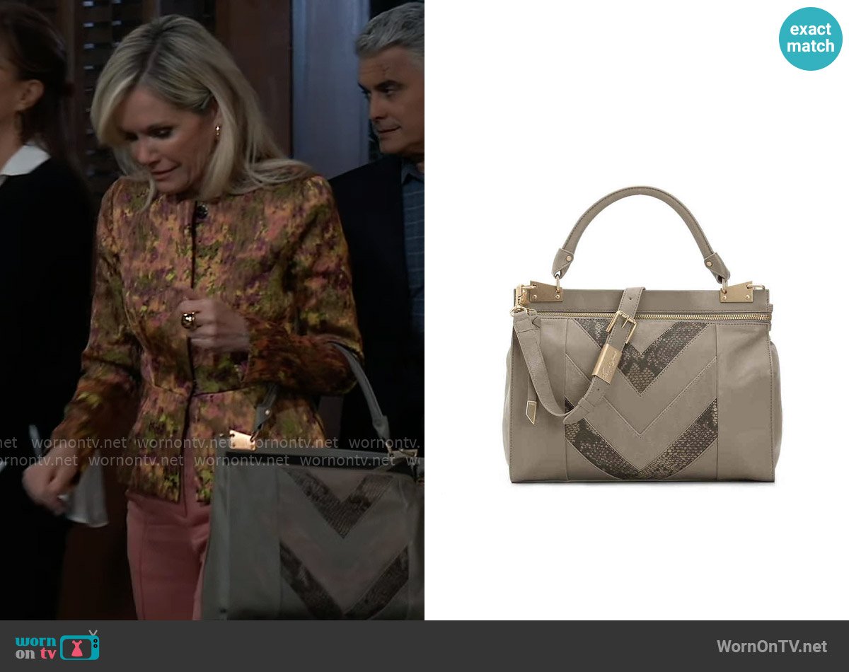 Foley & Corinna Dione Cerberus Leather Satchel worn by Ava Jerome (Maura West) on General Hospital