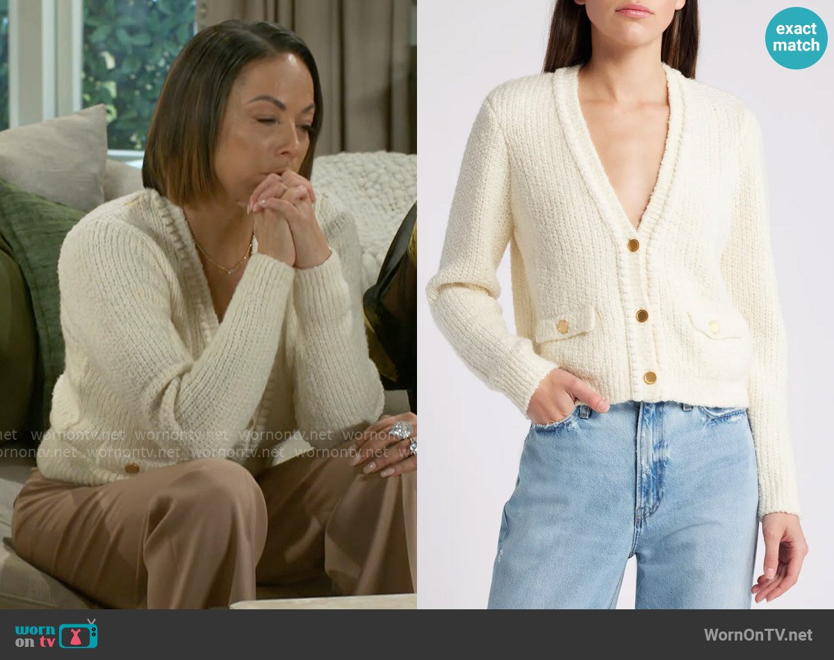 Frame Double Pocket Crop Cardigan worn by Nicole Dupree Richardson (Daphnee Duplaix) on Beyond the Gates