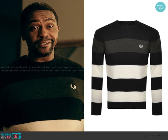 Fred Perry Striped Knit Sweater worn by Darnell (Rolando Boyce) on The Chi