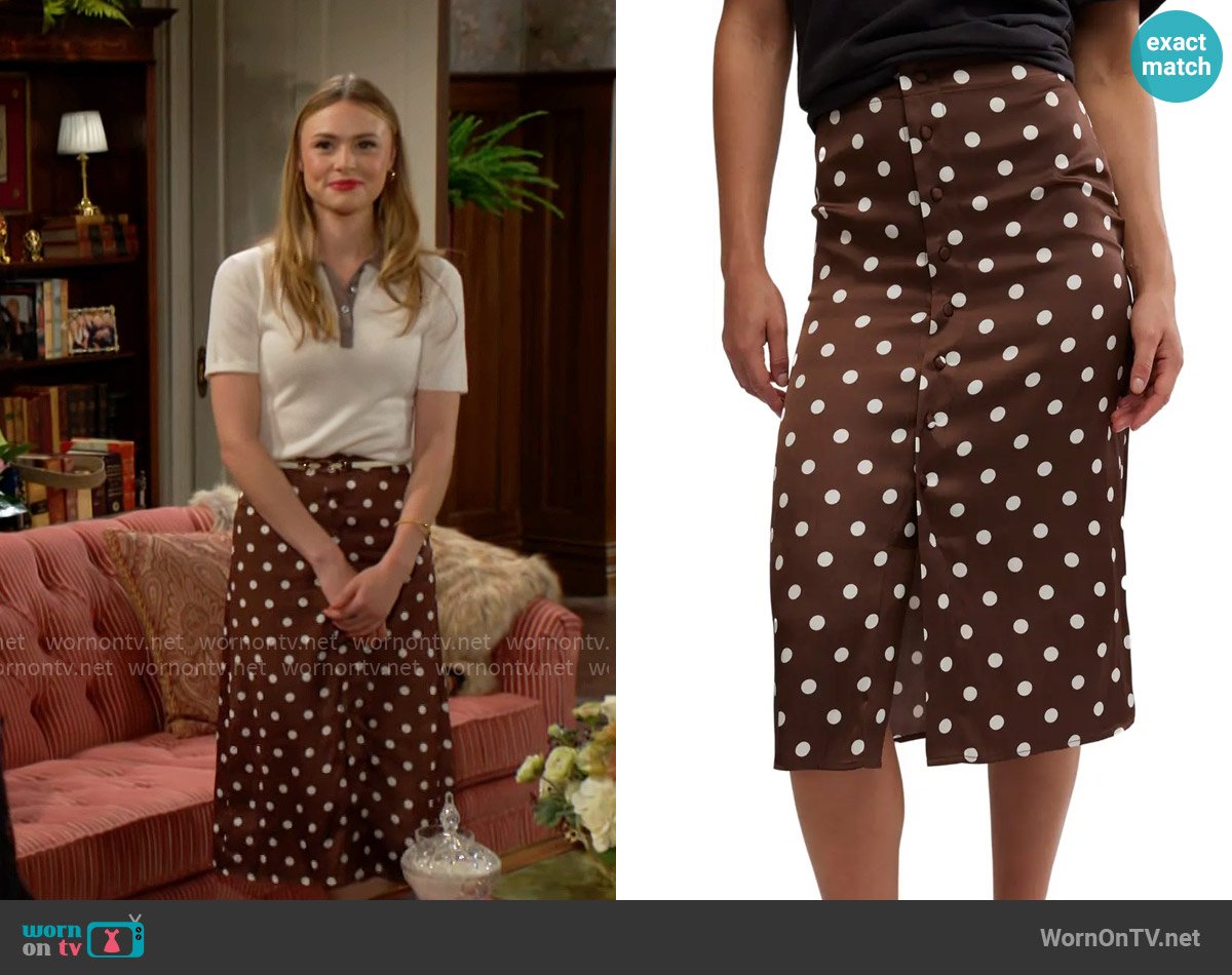 Claire’s polka dot skirt on The Young and the Restless