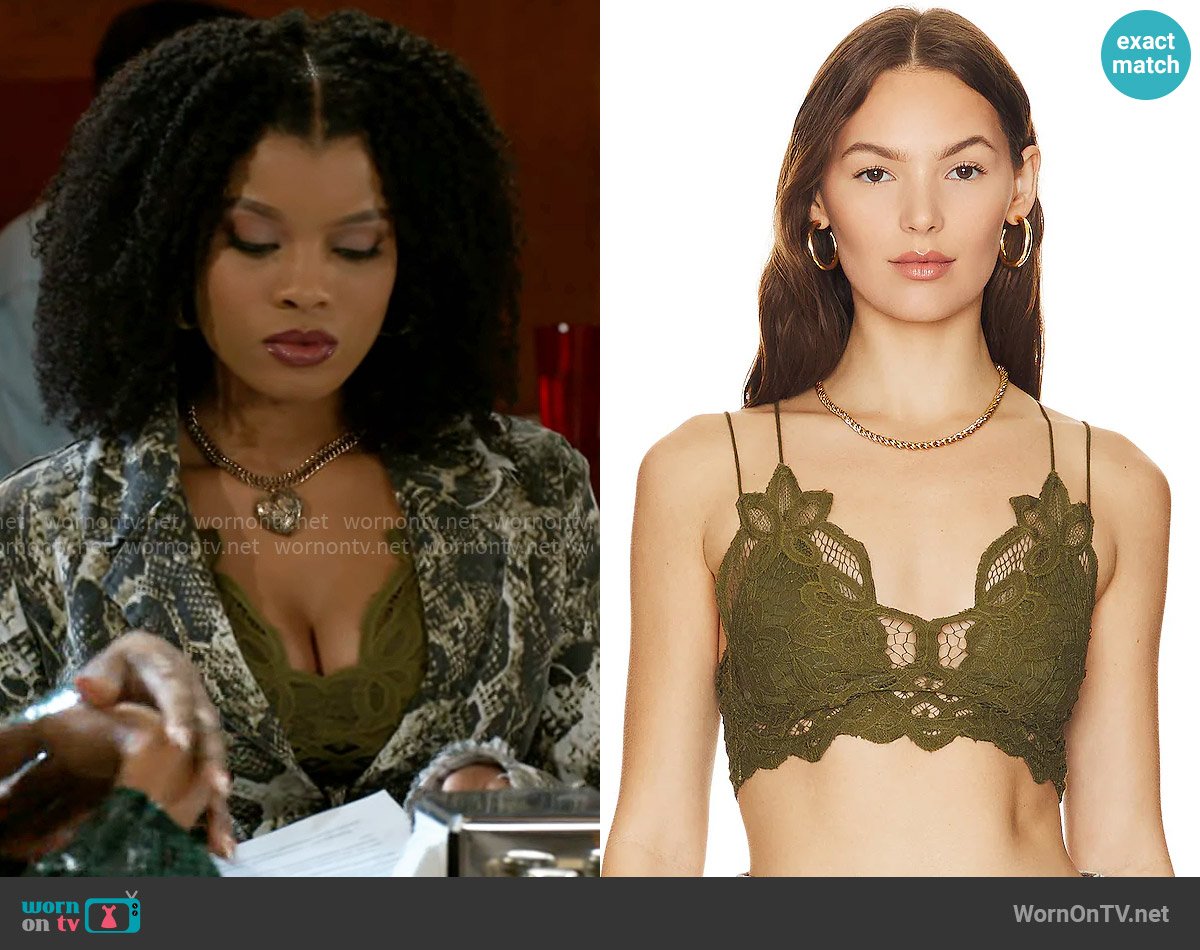 Free People Adella Bra in Avocado Tree worn by Eva Thomas (Ambyr Michelle) on Beyond the Gates