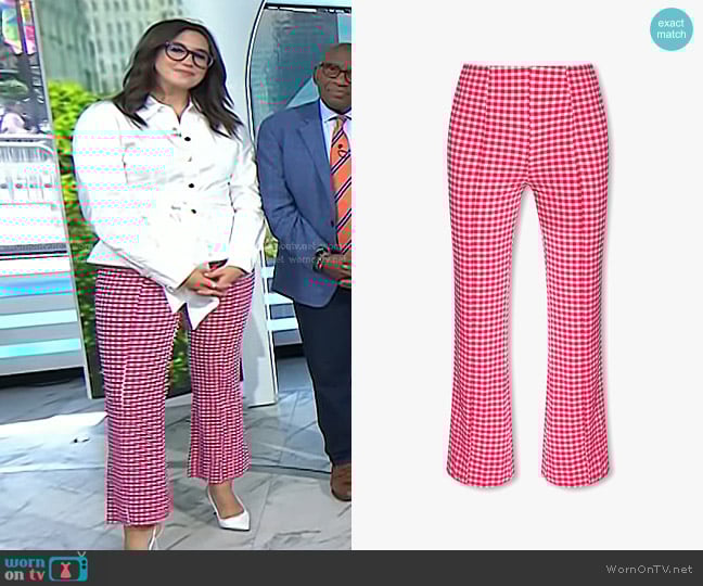 Ganni Check Trousers in Red worn by Savannah Sellers on Today