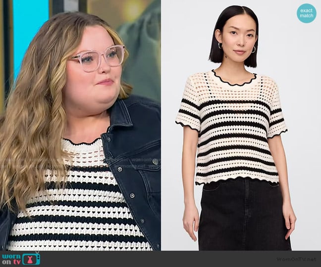 Gap Crochet Stripe Top worn by Alana Thompson on Tamron Hall Show