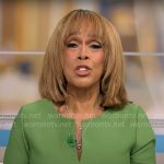 Gayle King’s green split-neck dress on CBS Mornings