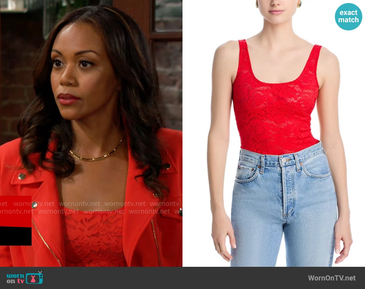 Generation Love Gigi Lace Bodysuit worn by Amanda Sinclair (Mishael Morgan) on The Young and the Restless