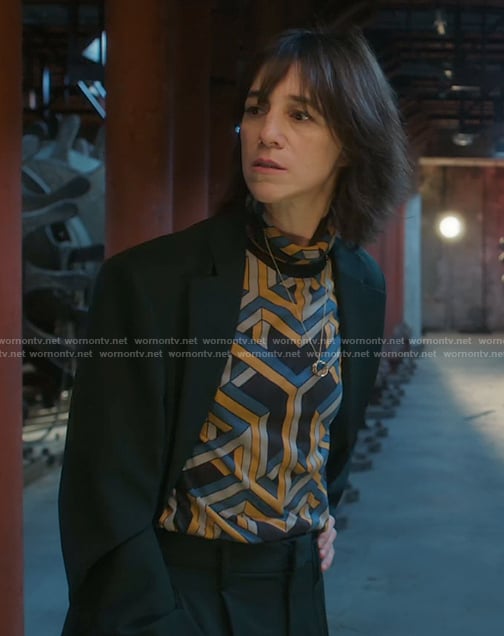 Genevieve's geometric print top on Etoile