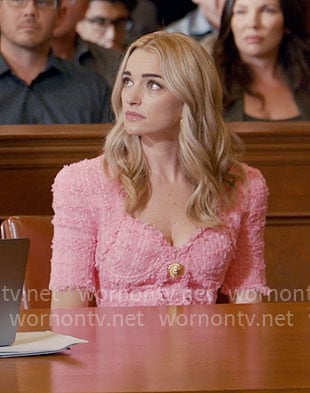 Georgia's pink tweed button front dress on Ginny & Georgia
