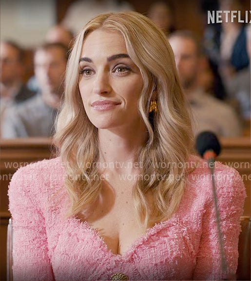 Georgia's pink tweed button front dress on Ginny & Georgia Season 3