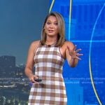 Ginger’s brown check sleeveless dress on Good Morning America