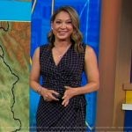 Ginger’s black check print wrap dress on Good Morning America