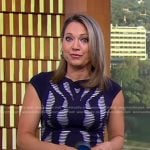 Ginger’s navy print cap sleeve top on Good Morning America