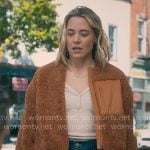 Ginny’s brown fleece cropped jacket on The Four Seasons