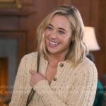 Ginny’s cream cable-knit cardigan on The Four Seasons