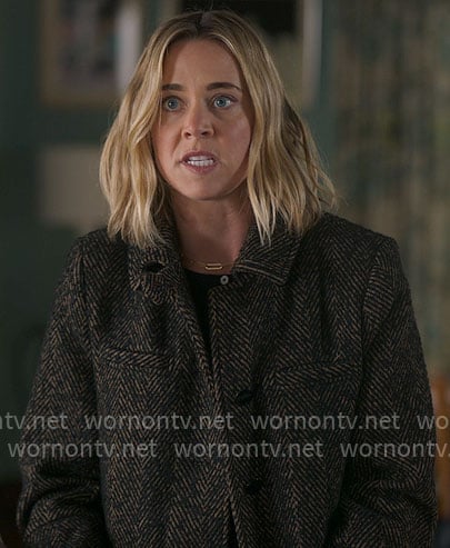 Ginny's herringbone coat on The Four Seasons