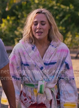 Ginny's colorful printed robe on The Four Seasons