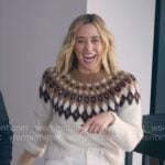 Ginny’s white fair isle print sweater on The Four Seasons