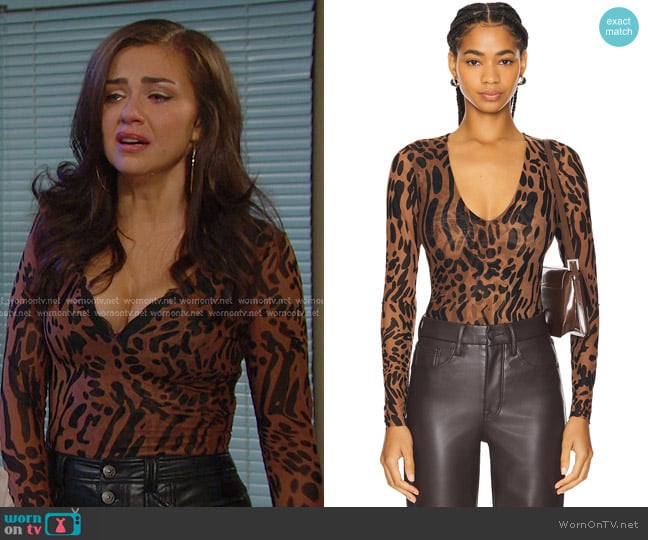 Ciara’s brown leopard print top on Days of our Lives