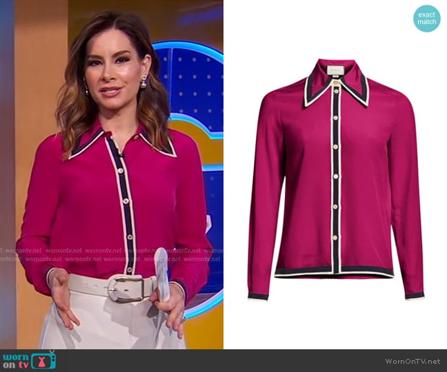 Gucci Silk Button-Down Shirt worn by Rebecca Jarvis on Good Morning America
