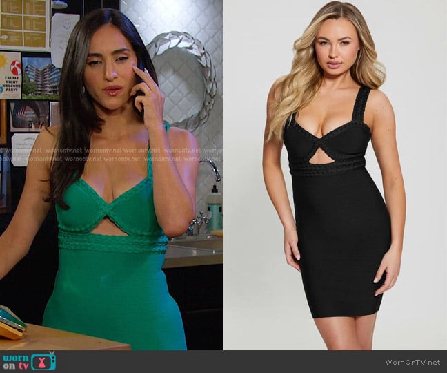 Guess Ashlee Braided Bandage Minidress worn by Gabi Hernandez (Cherie Jimenez) on Days of our Lives
