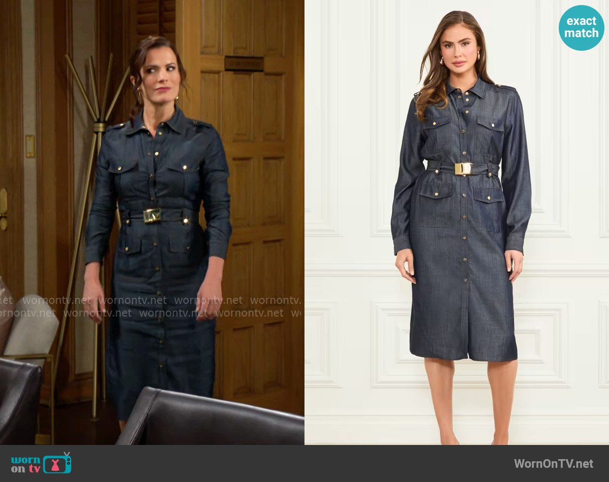 Guess Eco Carla Safari Denim Dress worn by Chelsea Lawson (Melissa Claire Egan) on The Young and the Restless