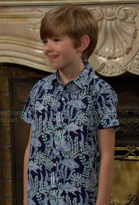 Harrison’s fish print shirt on The Young and the Restless