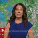 Heather's blue twisted asymmetric jumpsuit on Good Morning America